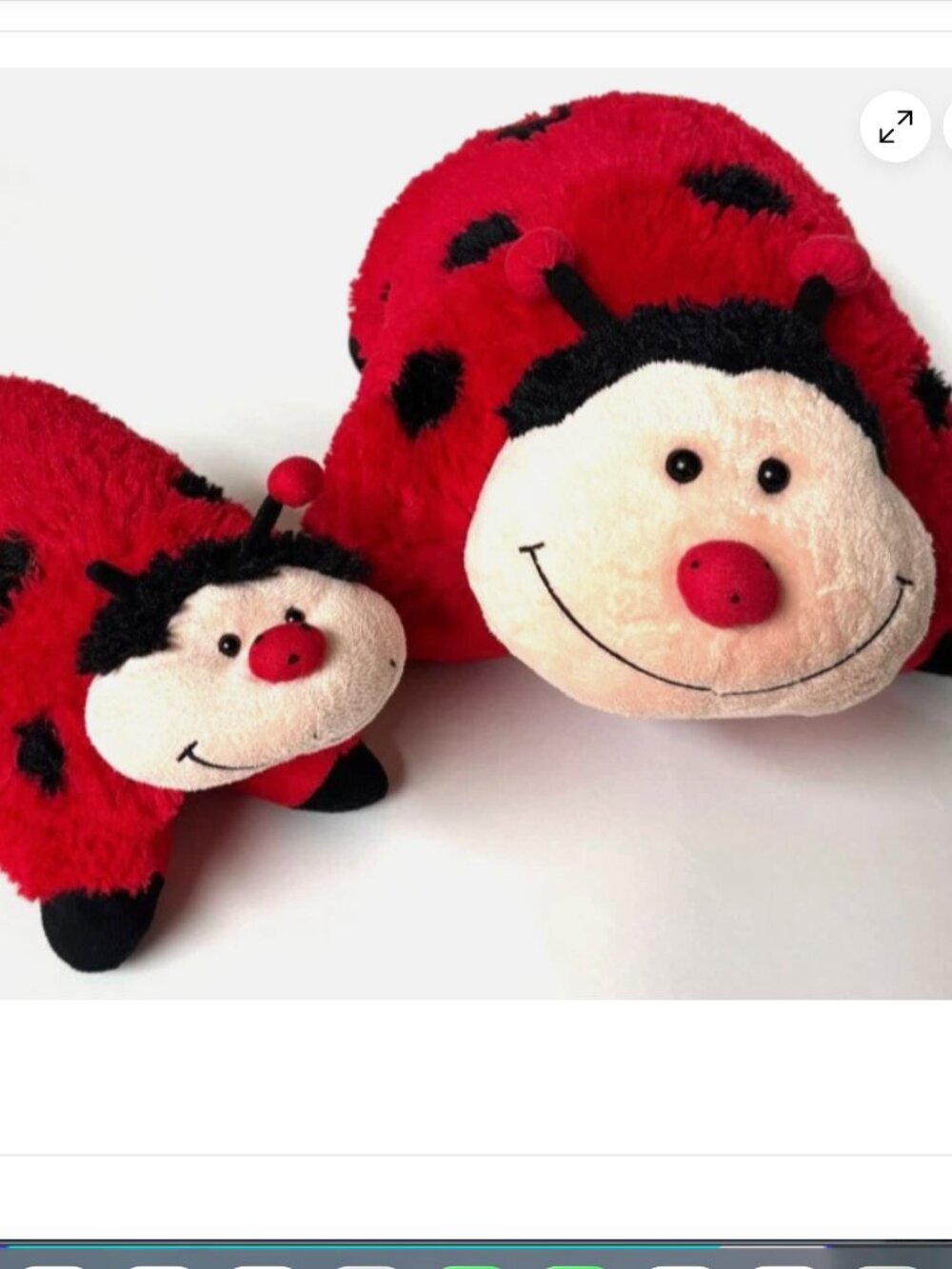Pillow Pet Ladybug Plush 2010 Vintage Set Lot of 2 Large Small Black Red Pee Wee